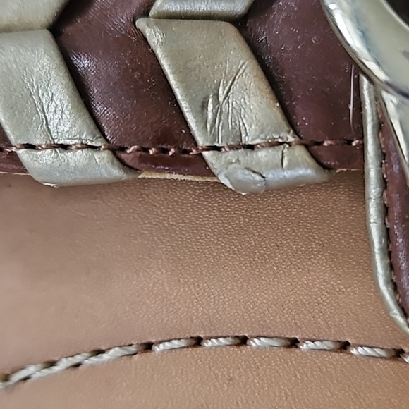 Guess Brown and Gold Braided Sandals with Buckle Accent - Picture 15 of 15